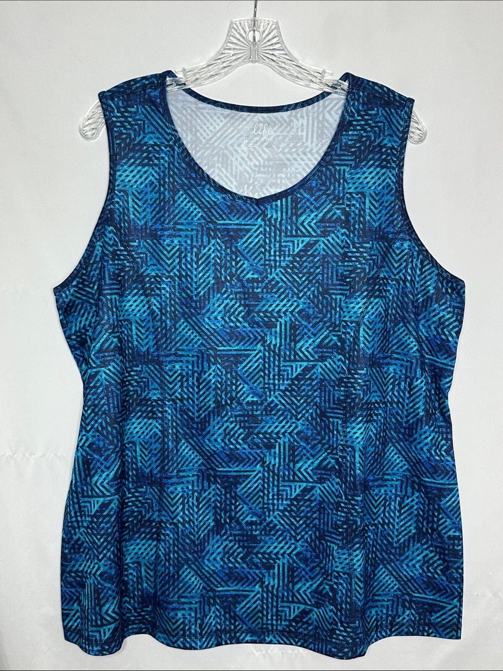 made for life Blue Geometric Quick-Dri Scoop Neck Tank